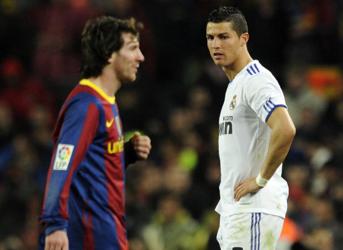 Messi e Cristiano Ronaldo durante una partita