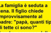 La famiglia è seduta a cena. Il figlio chiede improvvisamente al padre: “papà, quanti tipi di…